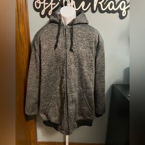 Big Ball Sports Black and White Zip-Up Sherpa Lined Hoodie Jacket 2XL